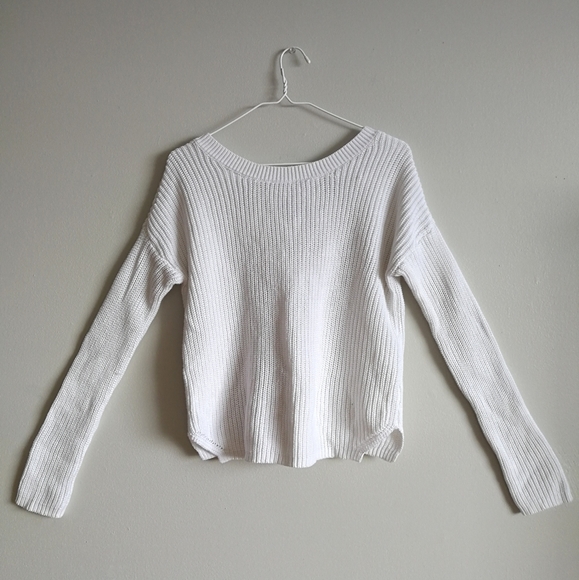 ❤️[3/$35] WHITE Garage Lace Up Back Sweater - Picture 4 of 7